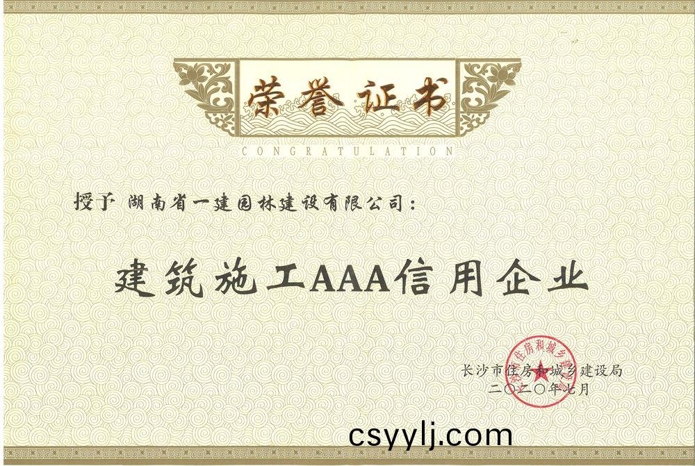 2020年(nian)長沙市信用3A榮(rong)譽